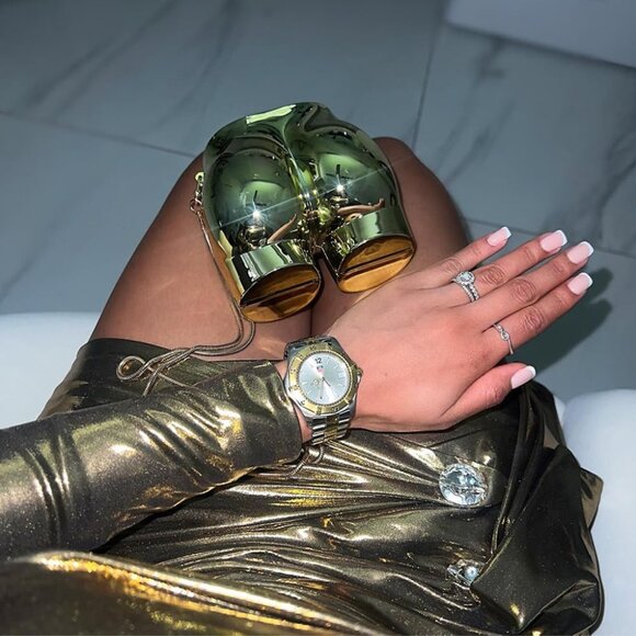 Mini Silver Acrylic Evening Clutch Purse Women Crossbody Soft Shoulder Bag - Picture 4 of 6